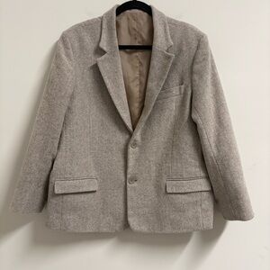 Kirrin Finch Wool Tweed Blazer Cream Herringbone Suit Jacket Sport Coat XXL